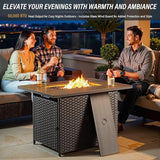 Belord Wicker Patio Furniture Set with 41” Fire Pit Table - Swivel Rocker Glider Outdoor Chairs with Sofa and Glass Top - Photo 8