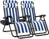 Best Choice Products Set of 2 Adjustable Steel Mesh Zero Gravity Lounge Chair Recliners w/Pillows and Cup Holder Trays - Photo 1