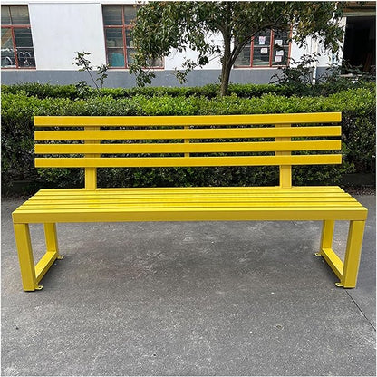 Outdoor Bench for Patio Metal Garden Bench with Armrests Weatherproof Durable Powder Coated Steel Frame Garden or Walking Path Seat for Porch Yard Lawn Deck Lawn Poolsides Park (Color : Yellow, Size