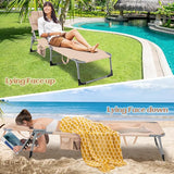 GYMAX Tanning Chair, Folding Lounger with Face/Arm Holes, Carry Handles & Side Pocket - Photo 2