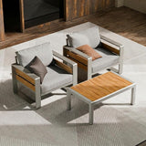 ZANDOR Aluminum Outdoor Patio Furniture - 2 Pcs Armchairs and Coffee Table - Photo 1