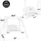 MUPATER Wooden Patio Porch Swing Glider Outdoor with A-Frame Stand - Photo 2