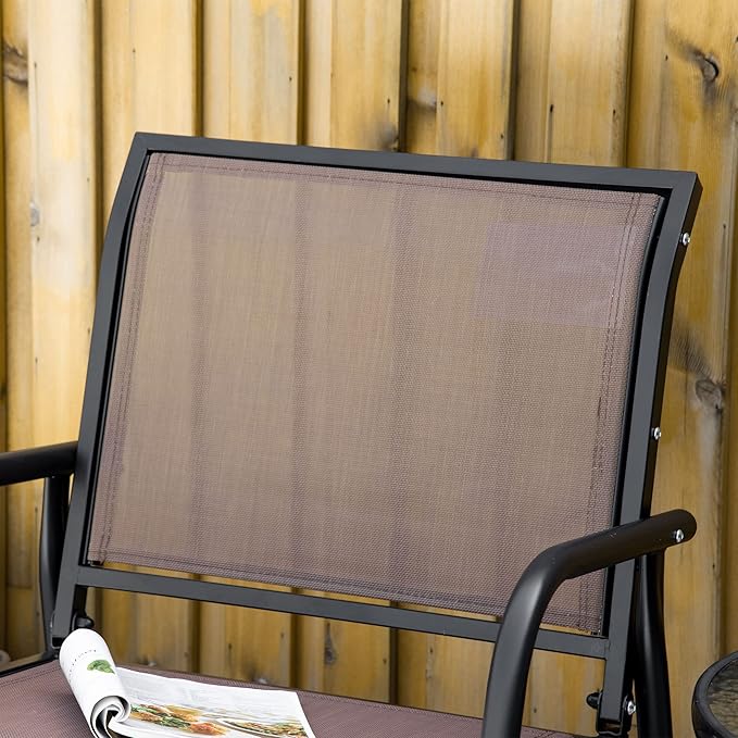 Outsunny Porch Glider, Metal Frame Swing Glider Chair with Breathable Mesh Fabric - Photo 8