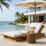 Christopher Knight Home Bard Patio Chaise Lounge Chair Outdoor, Acacia Wood Poolside Sun Lounger with 3-Folds Cushion - Photo 1
