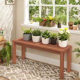 ERGOMASTER Wooden Outdoor Bench Set of 1, 2-Person Patio Backless Garden Benches - Photo 5