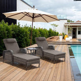 Belord 3 Piece Outdoor Chaise Lounge Patio Recliner - 75 Inch Adjustable Wicker Chaise Lounge with Soft Pillow - Photo 1