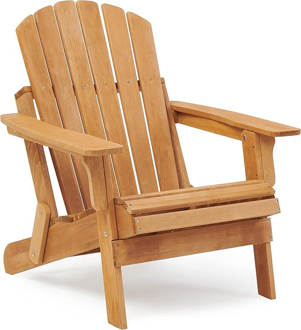 Oversized Wooden Folding Adirondack Chair with Pre-Assembled Backrest and Seat Board - Photo 1
