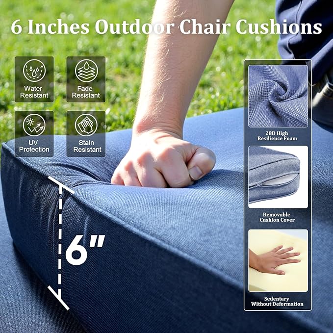 Luxury High Back Patio Furniture Set with 6-Inch Thick Cushions, 4-Pieces Outdoor Furniture with Swivel Chairs - Photo 3