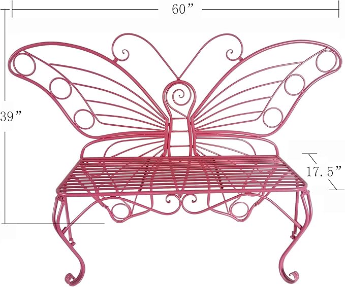 Hi-Line Gift Ltd. Pink Metal Butterfly Bench: Enchanting Outdoor Charm