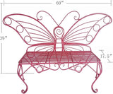 Hi-Line Gift Ltd. Pink Metal Butterfly Bench: Enchanting Outdoor Charm - Photo 2