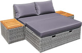 Devoko Patio Day Bed with 2 Side Tables Outdoor Daybed Set MultifunctionalRattan Lounge Bed for Backyard Porch Poolside - Photo 1