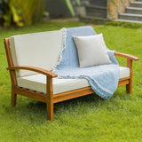 IDZO Laurent 800lbs Capacity Acacia Outdoor Loveseat, FSC Certified 2 Seater Patio Sofa with 3.9in Thick Cushions - Photo 1