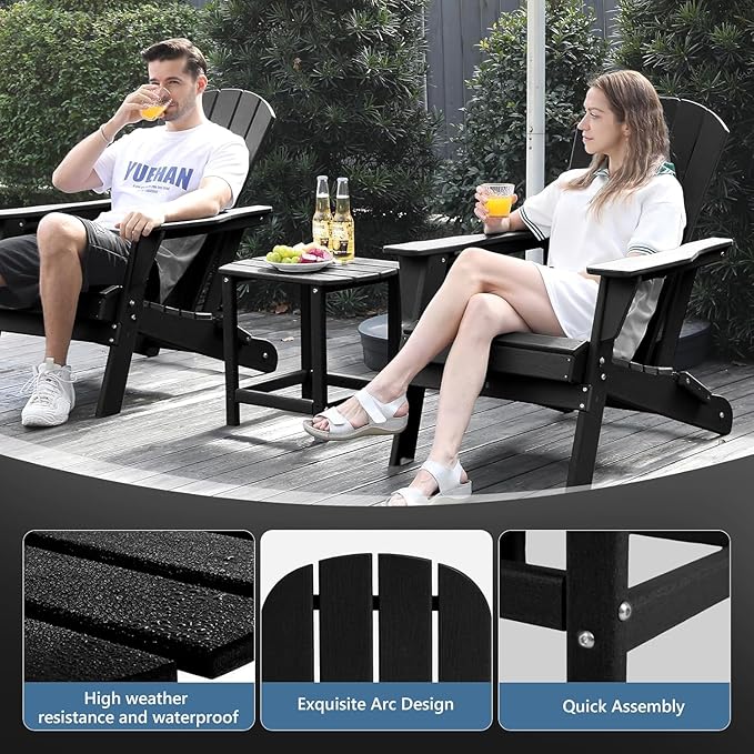 Adirondack Outdoor Side Table - 16.5" Square 2-Tier Patio Table with Weatherproof HDPE Material - Photo 2
