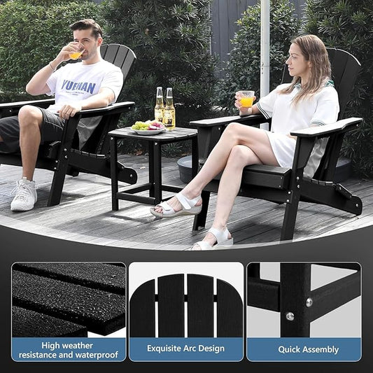 Adirondack Outdoor Side Table - 16.5" Square 2-Tier Patio Table with Weatherproof HDPE Material | All-Weather, Low Maintenance Furniture for Poolside, Porch, Deck