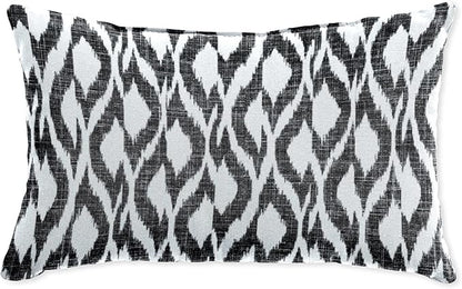 BrylaneHome Lumbar Pillow - 20" L x 13" W - Patio & Outdoor - Water, Stain & Fade Resistant - Black Ikat