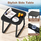 Tangkula 3 Piece Patio Bistro Glider Set, 2 Rocking Chairs w/Tempered Glass Side Table - Photo 6