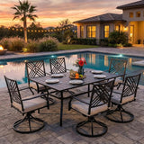 Sour Citrus Rectangular Outdoor Metal Patio Dining Table with Umbrella Hole, Weather-Resistant Table for Garden - Photo 8