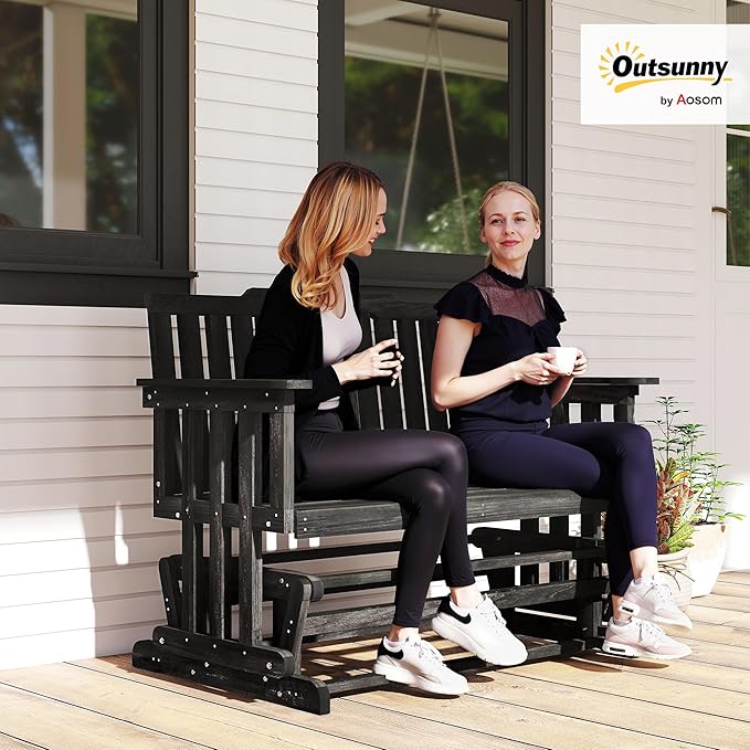 Outsunny 2-Person Patio Swing Glider Bench with Quick Drying Design and Wide Armrest - Photo 2