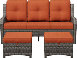3-Piece Outdoor Couch Set, Include Wicker Patio Sofa with Thickened Olefin Cushions, High Back and Deep Seating - Photo 1