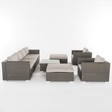 Christopher Knight Home Santa Rosa Outdoor 6-Seater Wicker Sectional with Aluminum Frame and Water Resistant Cushions - Photo 6
