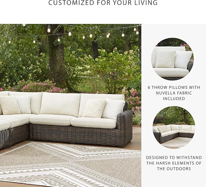 Signature Design by Ashley Kimora Right-Arm Facing Contemporary 4-Piece Outdoor Sectional with Cushion and 6 Throw - Photo 5
