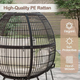 Tangkula Oversized Wicker Egg Chair with Ottoman, Patio Lounge Basket with 5 Soft Cushions, Stable Metal Frame - Photo 7