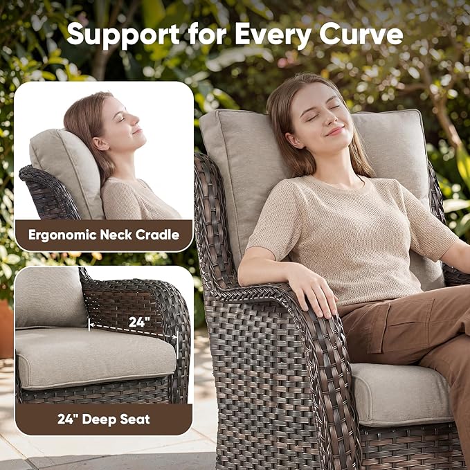 Belord 4 Piece Patio Wicker Furniture Set, Outdoor Swivel Rocker Chairs - Photo 4