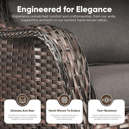 Belord 8 Piece Wicker Patio Furniture Set, Outdoor Swivel Rocker Chairs Set of 2 with Ottomans and Sectional Couch, All Weather Patio Conversation Furniture Set, for Pool,Yard Brown Wicker/Gray