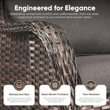 Belord 5 Piece Wicker Patio Furniture Set, Outdoor Swivel Rocker Chairs Set of 2 with Ottomans and Side Table - Photo 5