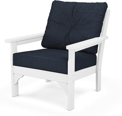 Polywood® Vineyard Deep Seating Chair in White/Marine Indigo