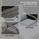 Outsunny Wicker Adirondack Chair for 2 with Cushions & Footrests, PE Rattan Double Chaise Lounge Chair - Photo 4