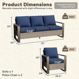 Wicker Patio 75" Sofa Set with Two Armchairs - Photo 2