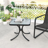Tangkula Outdoor Side Table, 20 Inches Square End Table with Tempered Glass Top, Metal Frame - Photo 2