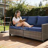 All Weather Patio Sofa, 3 Seat Outdoor Couch with High Back and Thick Cushions - Photo 5