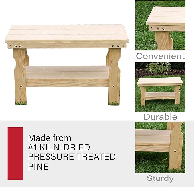 Amish Casual Heavy Duty Pressure Treated Wood Unfinished Outdoor Coffee Table - Crafted from Solid Pine by Amish - Photo 5