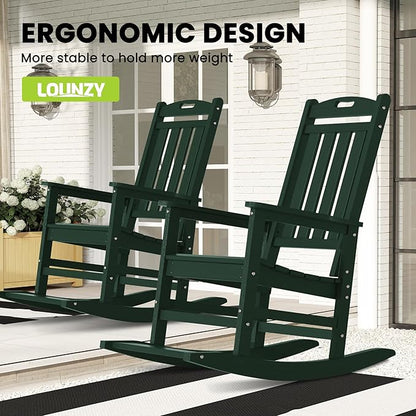 LOUNZY HDPE Outdoor Rocking Chairs Set of 8, Green