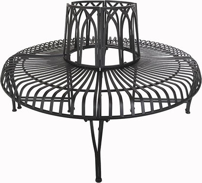 Hi-Line Gift Ltd. Semi-Circle Black Matal Tree Wrap Garden Bench