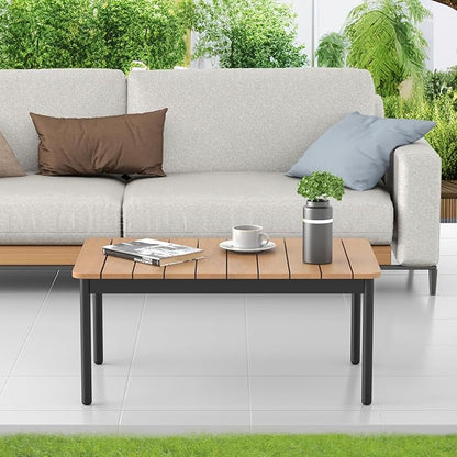 C-Hopetree Small Rectangle Polywood Outdoor Side Coffee Table for Outside Patio