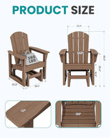 SERWALL Outdoor Glider Chair, HDPE Patio Glider Rocker All-Weather Porch Glider for Outside, Brown - Photo 3