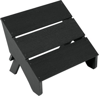 Highwood Italica Modern Adirondack Chair, Ottoman, and Side Table, 3-Piece Set, Black