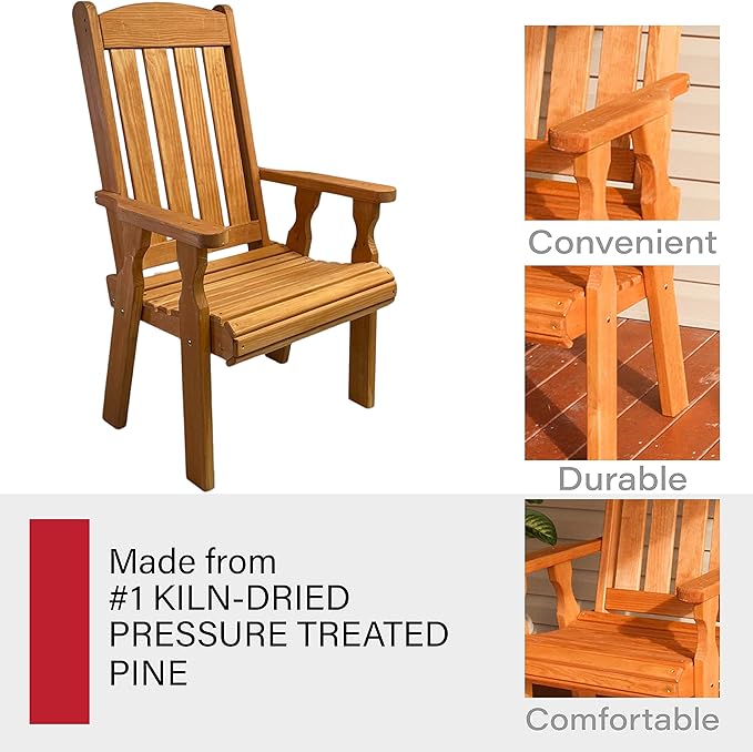 Amish Casual Heavy Duty 600 Lb High Back Mission Treated Patio Chair (Cedar Stain)