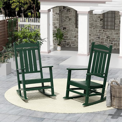 WO WESTIN OUTDOOR HDPE Laguna Classic Porch Rocking Chair (Set of 2), Dark Green