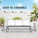 Outsunny 3-Person Patio Glider Bench, Outdoor Porch Glider Swing with 3 Seats, Breathable Mesh Fabric, Metal Frame - Photo 5