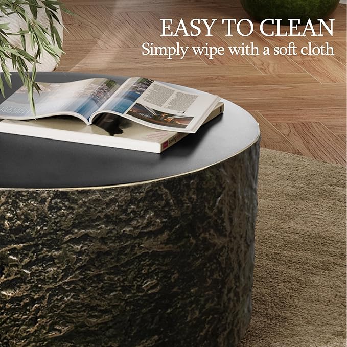 UPHA 28" Round Outdoor Coffee Table, Modern Hollow Concrete Patio Table - Photo 3