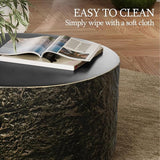 UPHA 28" Round Outdoor Coffee Table, Modern Hollow Concrete Patio Table - Photo 3