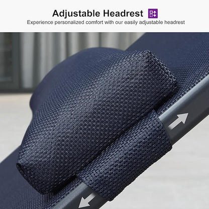 PURPLE LEAF Patio Lounge Chair Set Outdoor Chaise Lounger Aluminum Frame with Armrest 2 Side Table and Wheels for Pool Outside Sunbathing Tanning Recliner Including Pillows Navy Blue