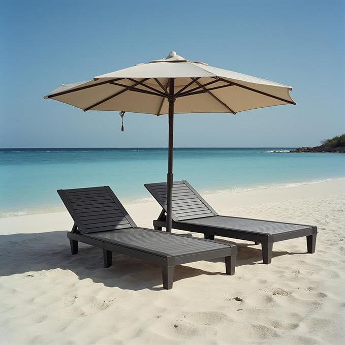 Nestl Patio Chairs - Black Chaise Lounge Chair Outdoor, 5-Position Adjustable Sun Tanning Chair - Photo 2