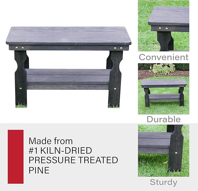 Amish Casual Heavy Duty Pressure Treated Wood Coffee Table in Semi-Solid Black Stain - Crafted from Solid Pine by Amish - Photo 6