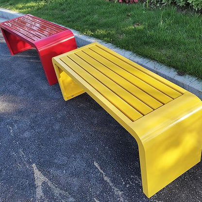 ARMERI Outdoor Backless Bench, Weatherproof Outdoor Bench, Metal Garden Patio Porch Bench 100/120/150/180cm for Lawn, Balcony, Front Door, Outdoor,Blue,100x40x45cm