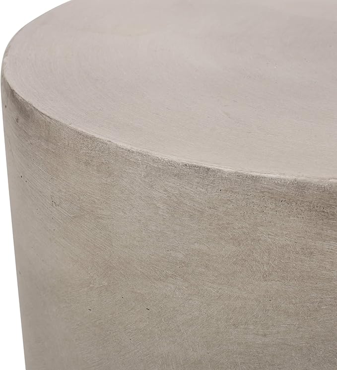 Outdoor Side Table Round Concrete End Table Faux Stone Side Tables Travertine Small Coffee Tables for Indoor Outdoor, Garden Stool Plant Stand for Porch, Backyard Patio, 15.75" Cylindrical